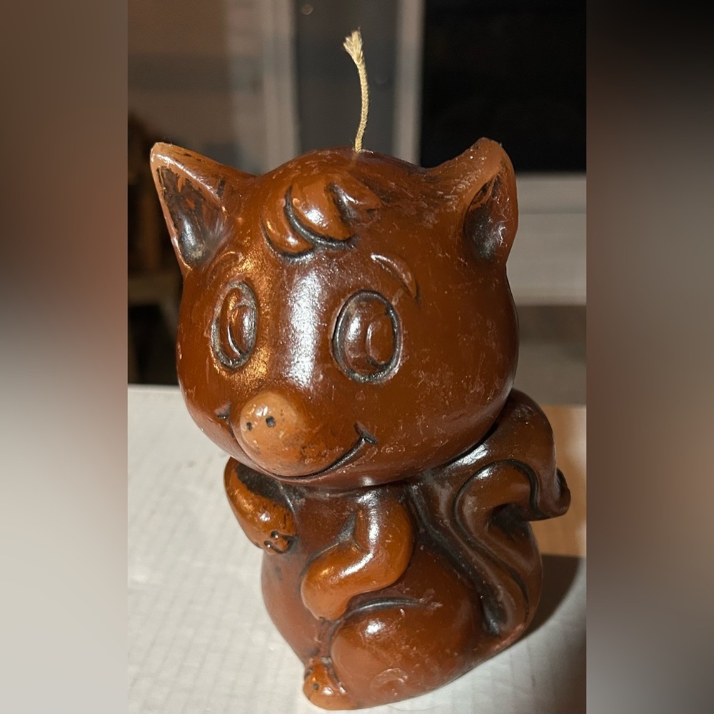 Adorable Vintage Brown Squirrel Candle 6.5”